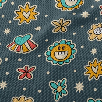 微笑花朵愛心星星泡泡布(幅寬160公分)