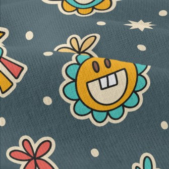 微笑花朵愛心星星仿棉布(幅寬150公分)
