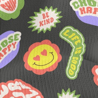 復古時尚英文與花朵仿毛衣布(幅寬150公分)