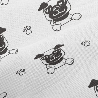 黑白卡通哈巴狗麻布(幅寬150公分)