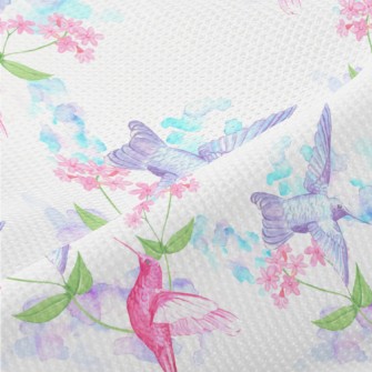 在鮮花上採蜜的蜂鳥高爾布(幅寬180公分)