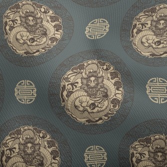 古代神獸神龍雙斜布(幅寬150公分)