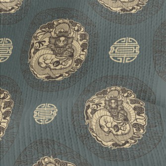 古代神獸神龍仿毛衣布(幅寬150公分)