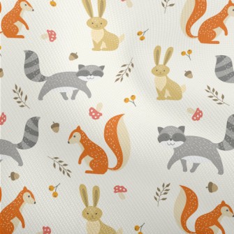 森林生活的可愛動物雙斜布(幅寬150公分)