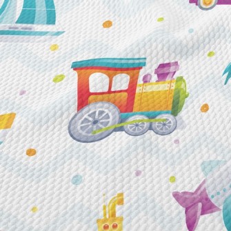 卡通火車火箭潛水艇泡泡布(幅寬160公分)
