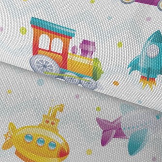 卡通火車火箭潛水艇牛津布(幅寬150公分)