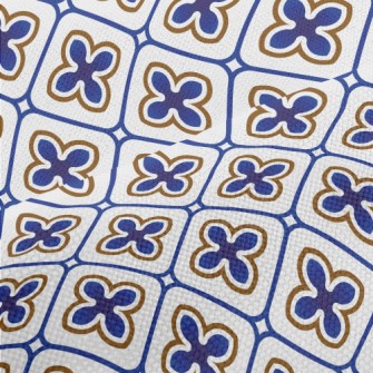 可愛磁磚設計麻布(幅寬150公分)