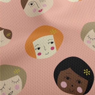 可愛的各種女生臉鳥眼布(幅寬160公分)