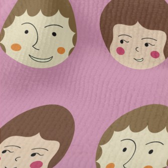 各種不同女生臉孔毛巾布(幅寬160公分)