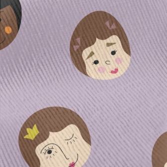 不同女生表情臉燈芯絨(幅寬150公分)