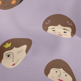 不同女生表情臉竹節麻(幅寬150公分)