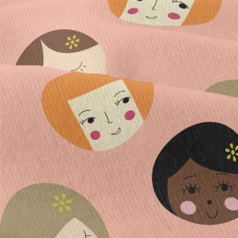 可愛的各種女生臉仿棉布(幅寬150公分)