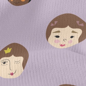 不同女生表情臉仿毛衣布(幅寬150公分)
