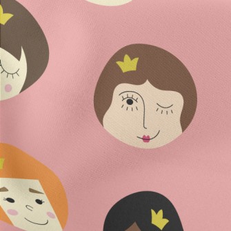 塗鴉可愛女生臉孔羅馬布(幅寬160公分)