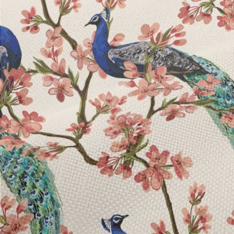 花樹下的動人孔雀麻布(幅寬150公分)