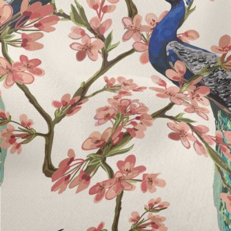 花樹下的動人孔雀竹節麻(幅寬150公分)