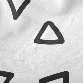 手繪黑白三角形圖案法蘭絨(幅寬150公分)