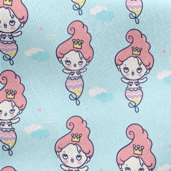 卡通逗趣人魚公主刷毛布(幅寬150公分)