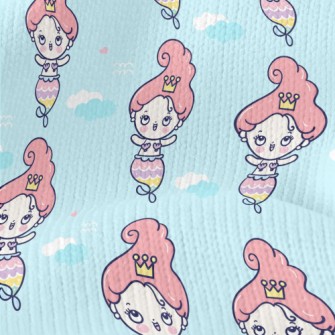 卡通逗趣人魚公主仿毛衣布(幅寬150公分)