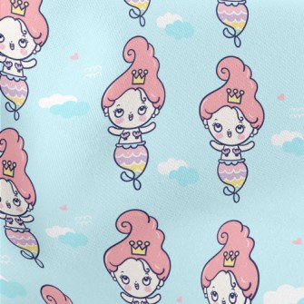 卡通逗趣人魚公主薄棉布(幅寬150公分)