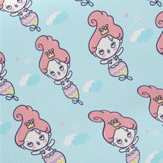 卡通逗趣人魚公主厚棉布(幅寬150公分)