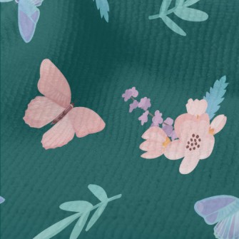 花朵和蝴蝶毛巾布(幅寬160公分)