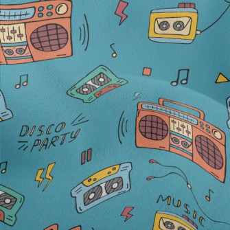 90s錄音帶與音響竹節麻(幅寬150公分)
