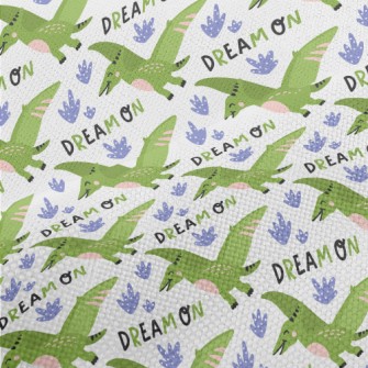 高空飛翔的綠色翼龍麻布(幅寬150公分)