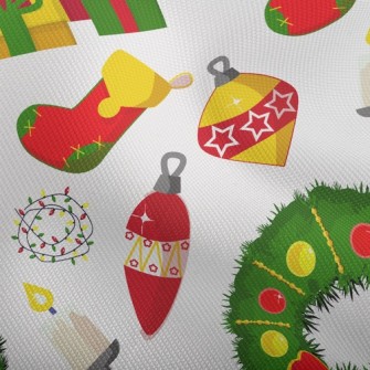 熱鬧溫馨聖誕裝飾雙斜布(幅寬150公分)
