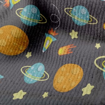 太空船與星球毛巾布(幅寬160公分)