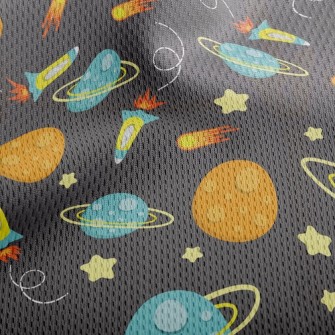 太空船與星球鳥眼布(幅寬160公分)
