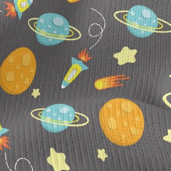 太空船與星球仿毛衣布(幅寬150公分)