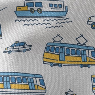 簡單線條船電車飛機帆布(幅寬150公分)