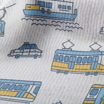 簡單線條船電車飛機毛巾布(幅寬160公分)