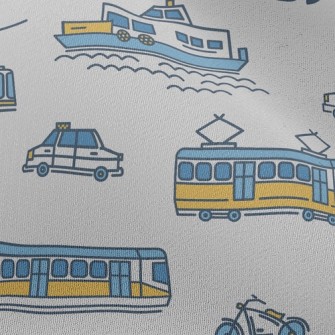 簡單線條船電車飛機雪紡布(幅寬150公分)