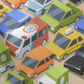 巨大汽車停車場羅馬布(幅寬160公分)