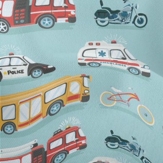 救護車警車消防車竹節麻(幅寬150公分)