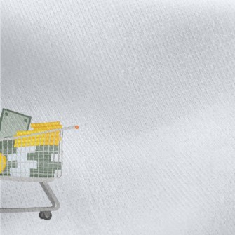 裝金錢和金幣的購物籃刷毛布(幅寬150公分)