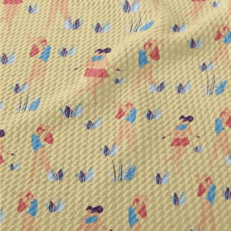 在沙灘玩耍的女人們泡泡布(幅寬160公分)