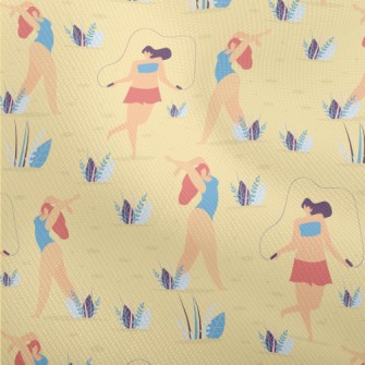 在沙灘玩耍的女人們雙斜布(幅寬150公分)