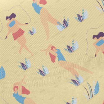 在沙灘玩耍的女人們厚棉布(幅寬150公分)