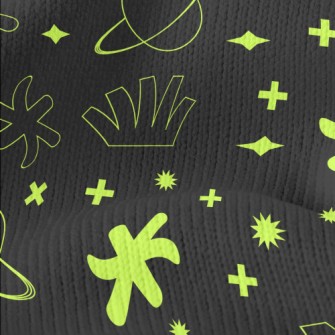 螢光色星球星星仿毛衣布(幅寬150公分)