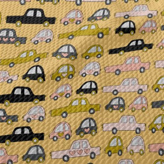 手繪汽車塞車泡泡布(幅寬160公分)