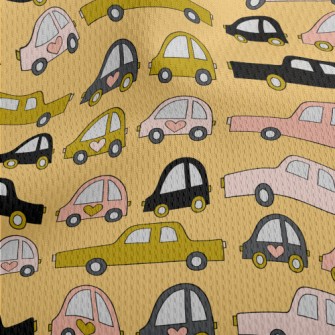 手繪汽車塞車鳥眼布(幅寬160公分)