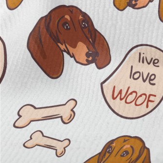 臘腸犬與狗骨頭毛巾布(幅寬160公分)