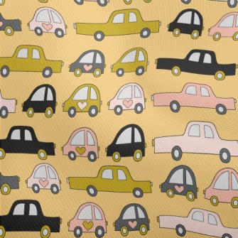 手繪汽車塞車雙斜布(幅寬150公分)