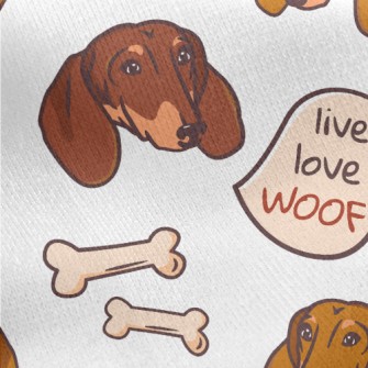 臘腸犬與狗骨頭刷毛布(幅寬150公分)