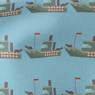 海上戰艦圖案帆布(幅寬150公分)