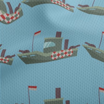 海上戰艦圖案鳥眼布(幅寬160公分)