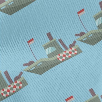 海上戰艦圖案燈芯絨(幅寬150公分)
